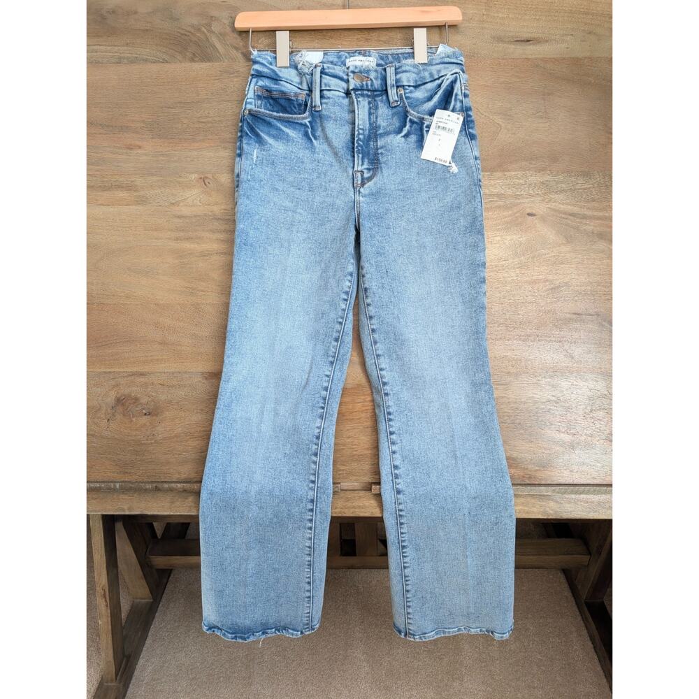 Good American Jeans Womens 6/28 Blue Denim Mid Rise Straight Leg GPBRY014T NWT